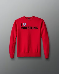 I Love Wrestling Comfort Fleece Youth Crewneck