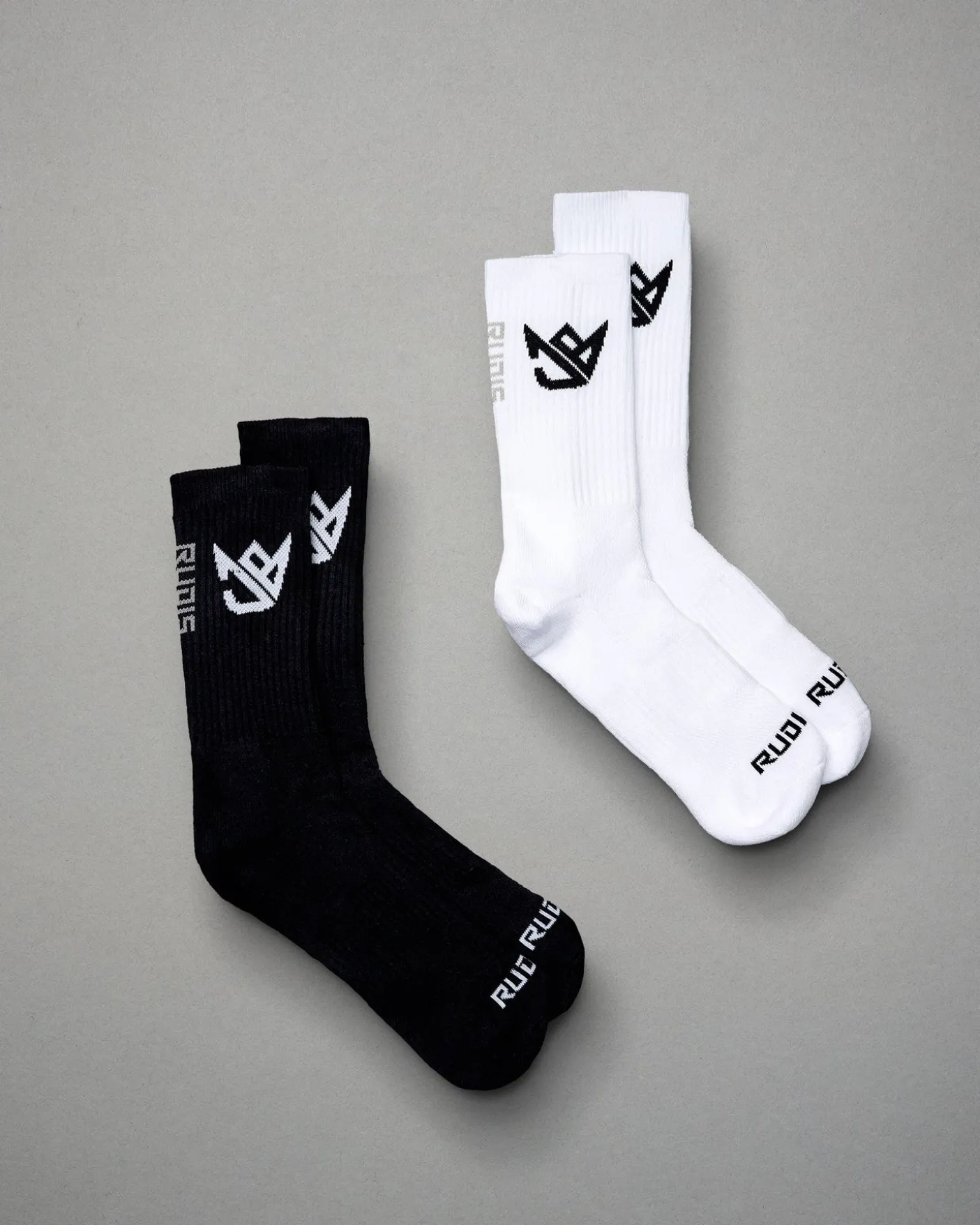 JB White/Black Knit Essential Socks (2 Pair)