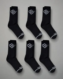 RUDIS Black Cushion Crew Socks (6 Pair)