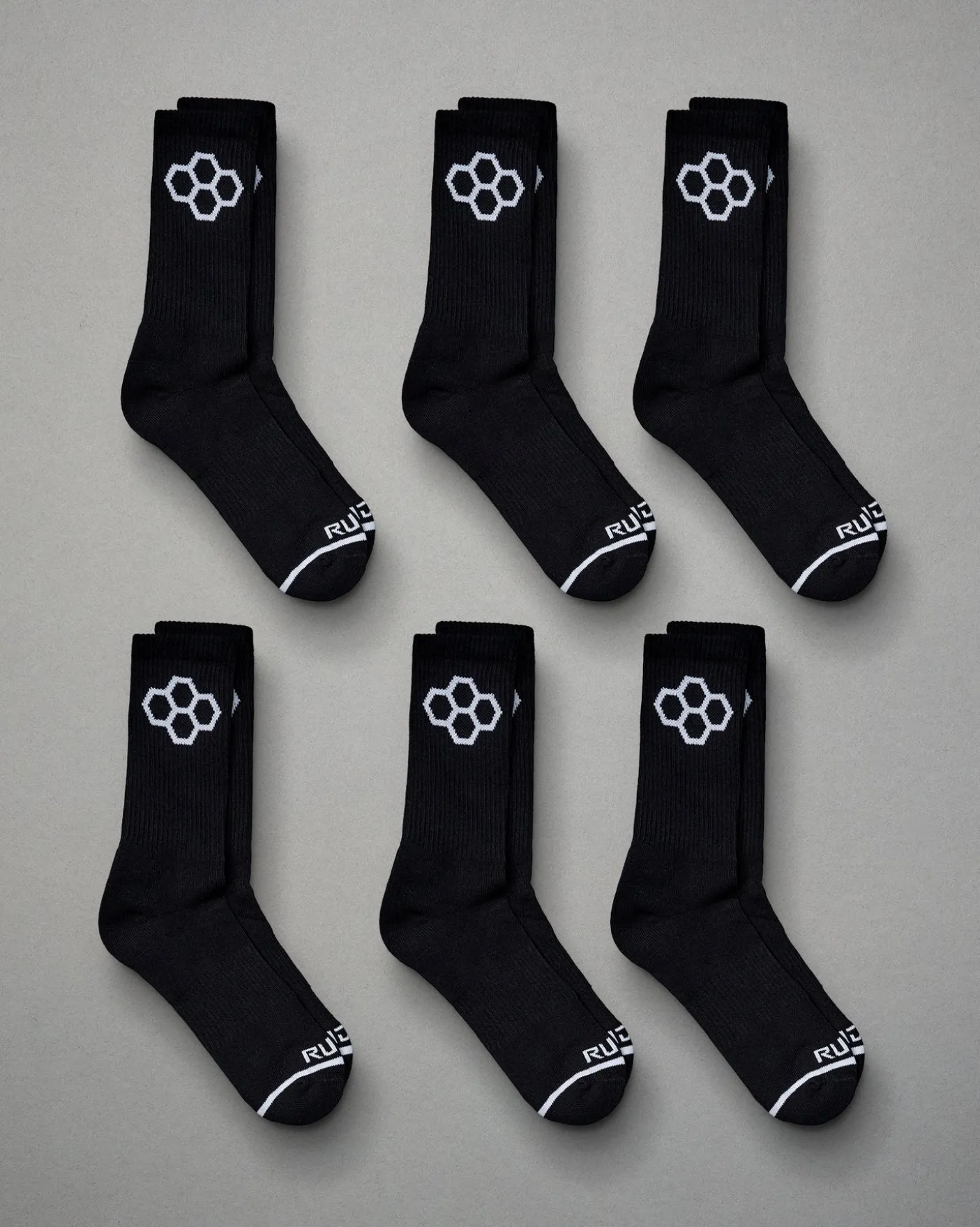 RUDIS Black Cushion Crew Socks (6 Pair)