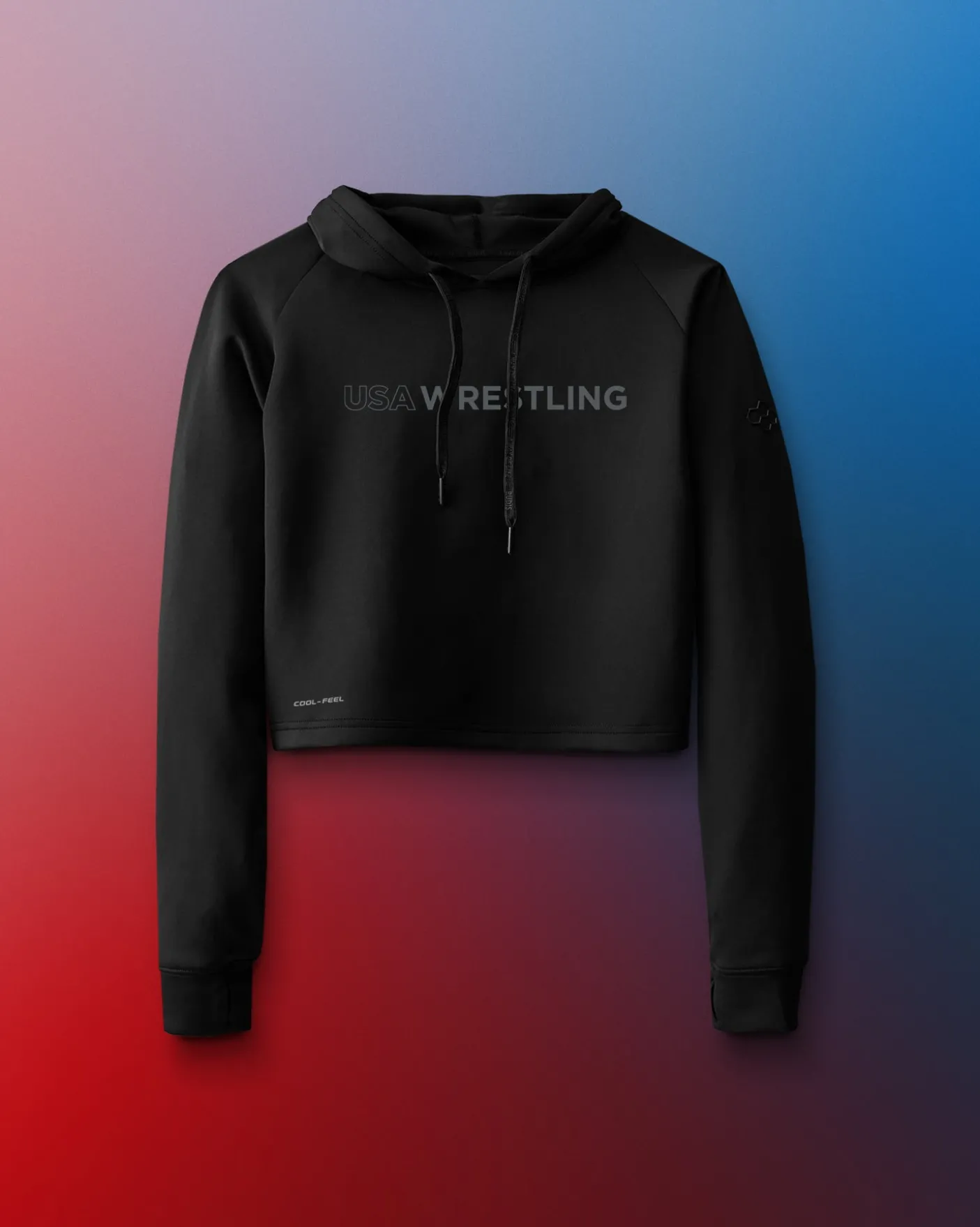 USA Wrestling Wordmark COOL-FEEL Women's Cropped Hoodie