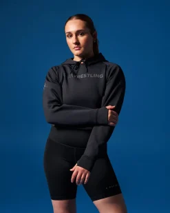 USA Wrestling Wordmark COOL-FEEL Women's Cropped Hoodie