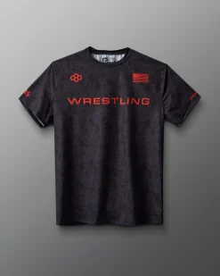Wrestling Wordmark Black Camo Sublimated T-Shirt