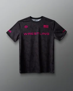 Wrestling Wordmark Black Camo Sublimated T-Shirt