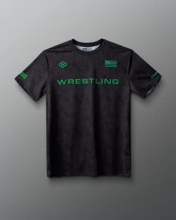 Wrestling Wordmark Black Camo Sublimated T-Shirt