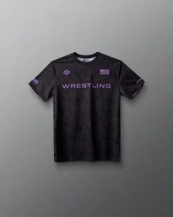 Wrestling Wordmark Black Camo Youth Sublimated T-Shirt