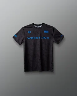 Wrestling Wordmark Black Camo Youth Sublimated T-Shirt